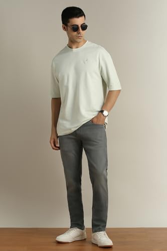 Image of Peter England Men's Slim Tapered Jeans | Denim | Casual Wear | Modern Fit