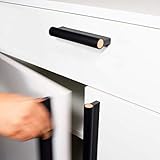  18 Lederfarben + 3 Dekorstäbe + 5 Größen! Ledergriff für Möbel mit Kupfer, Messing oder Aluminium, Möbelgriff, Schrankgriff, Schubladengriff, Küchengriff, Türgiff, Modell COMO-GRANDE by minimaro