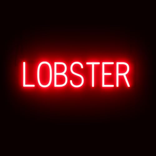 Image of SpellBrite LED Neon LOBSTER Sign for Business - Red, 27 inch x 6 inch | Ultra-Bright Click-Together Signage for Restaurants, with Visibility from 500 Feet - 8 Animations, 6 Brightness Settings