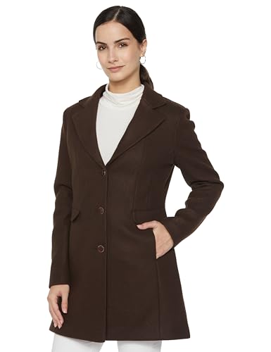 Image of Qube By Fort Collins Women's Semi-Long Tweed Coat with Knitted Finish - Elegant Winter Outerwear for Casual and Formal Looks