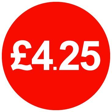 £ Red Price Stickers - 30mm - £4.25, 1000