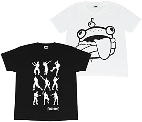 Fortnite Crew Neck T-Shirt Set for Boys, Beef Boss and Dancing Emotes Print, 100% Cotton, Official Merchandise, Ages 7 to 15, Pack of 2