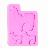 Silicone Llama Family Mold for Keychains Alpaca Mama and Baby Silicone Keychain Mold with Keyring Hole DIY Resin Clay Mold