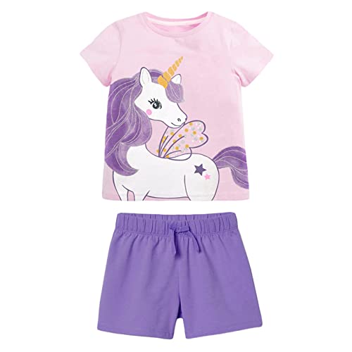 Homagic2We Girls Short Sleeve Tee Shorts Set Kids Tops Pants 2Pcs Set Summer Casual Clothing Set 7T #TOP1