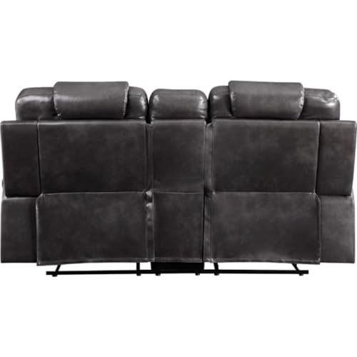 Image of Torque - Mikkel Leatherette 2 Seater Manual Recliner with Cup Holder Console- Black | 2 Seater Loveseat Recliner Chair | Two-Seater Recliners Sofa for Living Room 1 Year Warranty