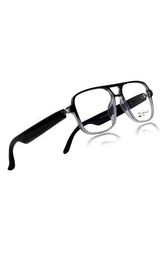 Image of Jodykoes Open media 8 in modal Smart Glasses with Built-in Speakers, Voice Assistant & Prescription Lenses | Square Bluetooth Audio Eyewear (Blue)
