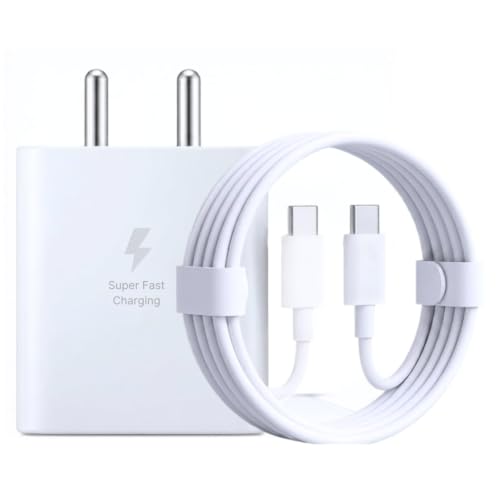Image of 25W PD Adapter with C to C Cable for Samsung Galaxy S /A /M /F /Z Series F17 5g /S25 fe /S23 /S22 /S21 /21 fe /S20 /M17 5G /M34 /M54 /M53 5g /M35 /F16 /A34 /A55 5G, F15,BIS Certified| Original Charging Speed (White)