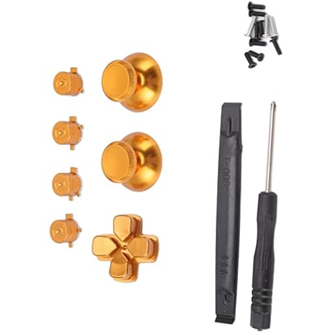 Septpenta Buttons Replacement Kit for PS5 Controllers, with Tools, Durability Aluminum Alloy Materials, Concave and Convex Design Added Comfort and Grip, D Pad Buttons Accessories(Gold) Cover