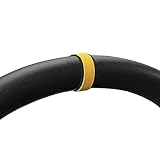 BETTERHUMZ for Alcantara Steering Wheel Center Stripe Marker Sticker,Non-Slip Steering Wheel Return to Standard Decals for Tesla Model 3,Y S Interior Trim (Yellow Black)