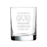 This Is What An Awesome Comedian Looks Like Whiskey Bourbon Glass Old Fashsioned 10.5 Oz Laser Engraved Clear Custom Cocktail Glasses Etched Crafted Work Customized/Personalized Gift Cup Mug