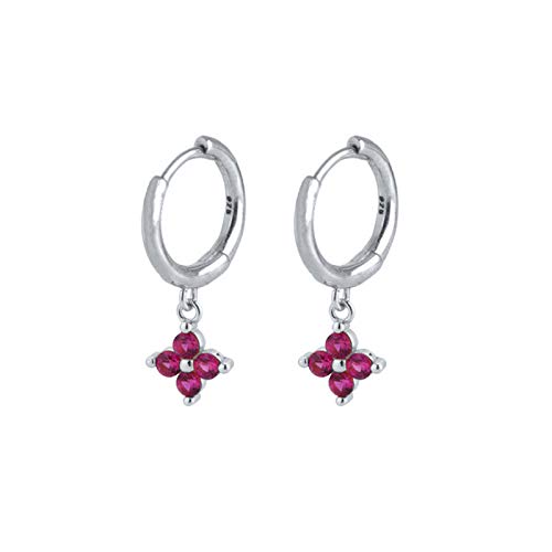 WZGWDC 2 ück 925 Sterling Silber Bling Bunte Zirkon Schleife Ohrring für Liebhaber Creolen Pendientes orecchini yc701 (Gem Color : 1)