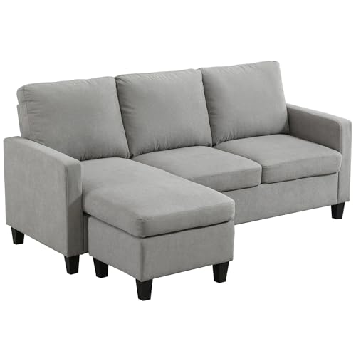 HOMCOM Ecksofa Couch mit Wendbar Chaiselongue 3 Sitzer Sofa L Form Gepolsterte Eckcouch für Wohnzimmer, Schlafzimmer, 197 x 139 x 91 cm Grau HOMCOM Ecksofa Couch mit Wendbar Chaiselongue 3 Sitzer Sofa L Form Gepolsterte Eckcouch für Wohnzimmer, Schlafzimmer, 197 x 139 x 91 cm Grau