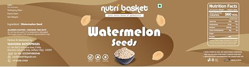 Image of Nutri Basket Premium Watermelon Seeds for Eating 100g | Raw Tarbuj Magaj Without Shell | Protein & Fiber Rich Snack | Nutrient-Dense Seeds | Antioxidant Source | Jar Pack