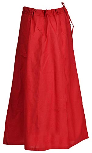 Indian Trendy Sari Petticoat Cotton Stitched Adjustable Waist Saree Underskirt Lining Skirt (One Size (Waist: 26 Indian Trendy Sari Petticoat Cotton Stitched Adjustable Waist Saree Underskirt Lining Skirt (One Size (Waist: 26