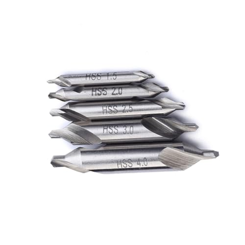 DOITOOL 5pcs Industrial Center Drills Countersink Bit Set to Double-Ended Centering Drill Bits for Precision Machining