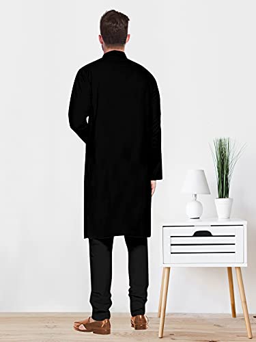 Image of Men's Full Black Casual Premium Cotton Kurta Payjama Set