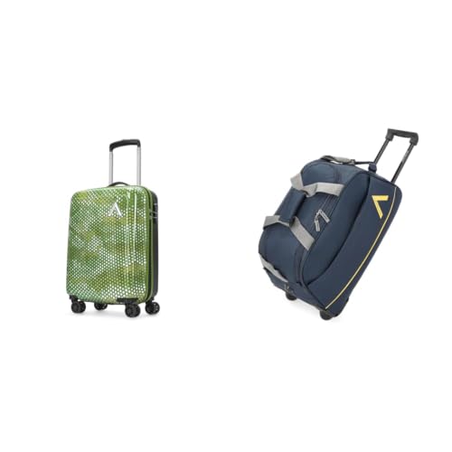 Image of Aristocrat Cabin Combat Trolley Bag, 53 Cm Small Hardside Luggage | 8 Wheels, Combination Lock | + Cadet Polyester 52 cms Blue Travel Duffle (Cadet)
