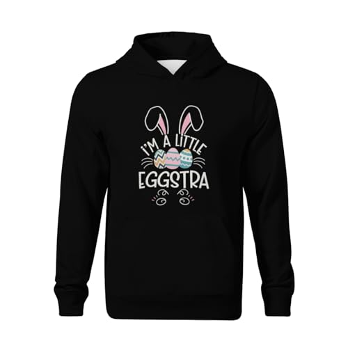 Kids Retro I’m A Little Eggstra Funny Happy Easter Boys Girls Lightweight Kangaroo Pocket Hoodies2