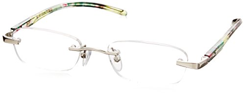 ハックベリー ちょっとおしゃれな老眼鏡 ふちなしフレーム グリーン系 F099S2