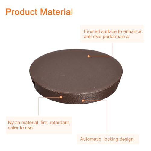 Image of uxcell 60mm /2.36 inch Plastic Hole Plugs, 4Pcs Flush Type Panel Round Snap in Fastener Knockout Locking Plugs for Furniture Insert End Caps Panels, Brown
