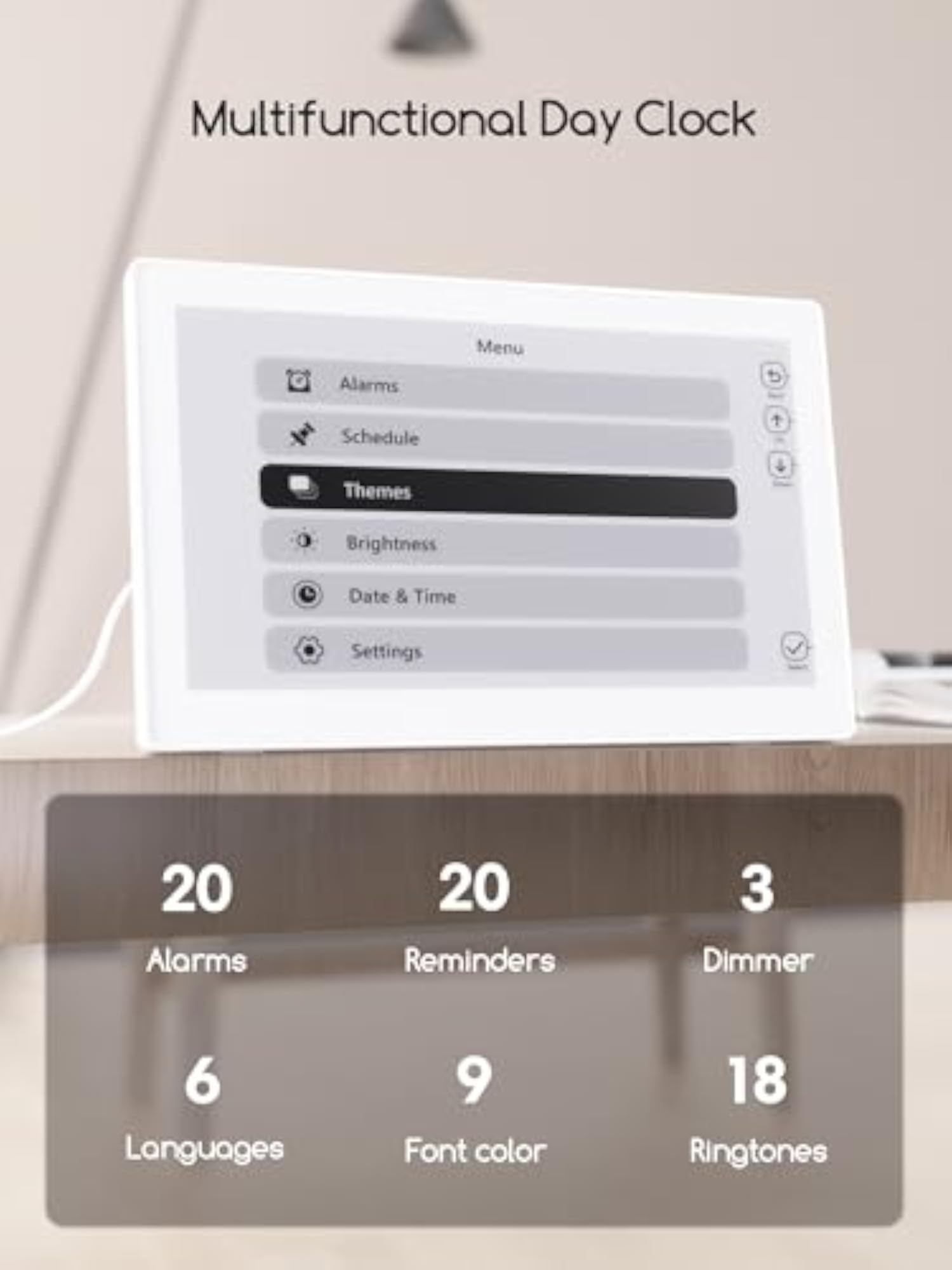 Large Display Calendar Clock with Multiple Themes