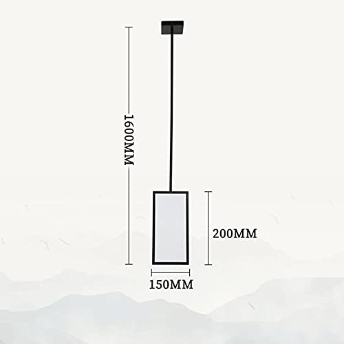 Lustre rectangulaire suspension design lin acier lampe restaurant
