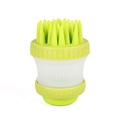 Pet Bath Brush Grooming Hand Brushes Massage Comb Silicone Brush Washing Tool for Dogs & Cats (Green)