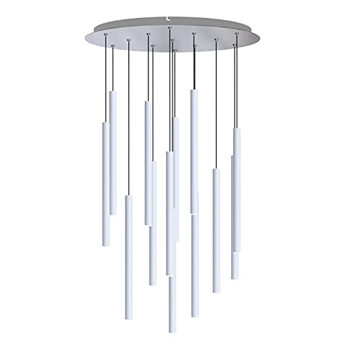 CANALIS 13 Mini Pendant Lighting White - LED Hanging Light Fixture for Kitchen Island, Bar, Foyer - Cluster Pendants - Dimmable, Adjustable Wire, Lamp Bulb Included