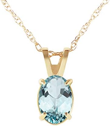 Galaxy Gold GG 14k 20" Yellow Gold Necklace with Oval-shaped Aquamarine