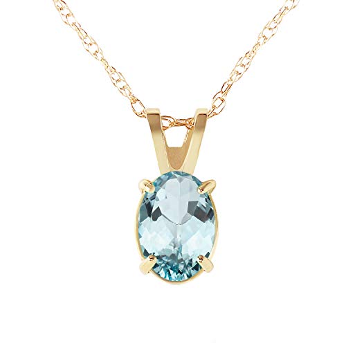 Galaxy Gold GG 14k Yellow, White, Rose Gold Necklace with Oval-shaped Aquamarine