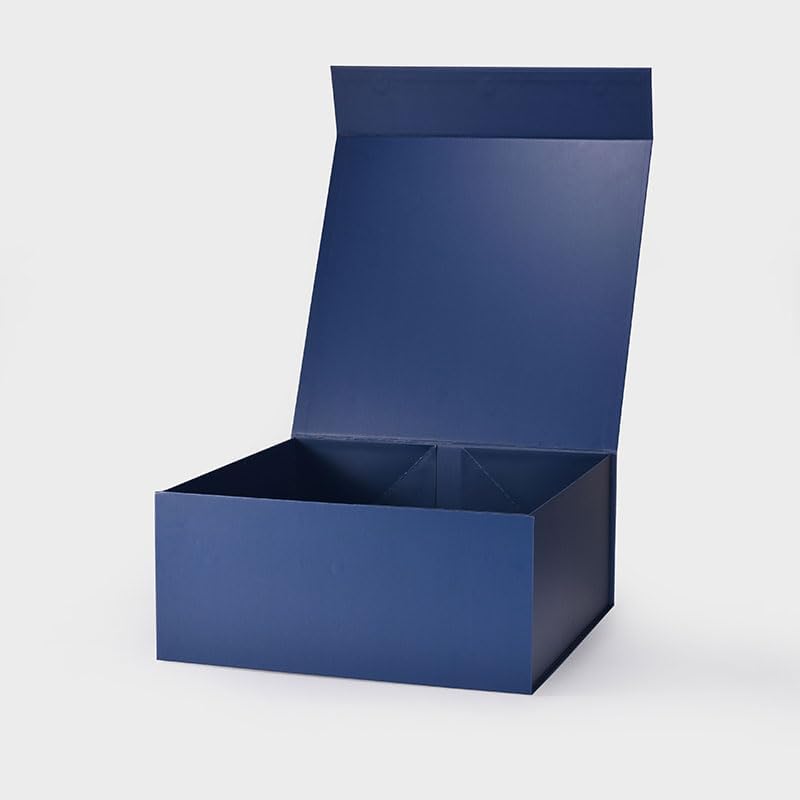 Geoto 17.32"×17.32"×7.87" A3 Square Size Luxury Rigid Foldable Magnetic Closure Collapsible Gift Packaging Boxes(Navy Blue) image 4