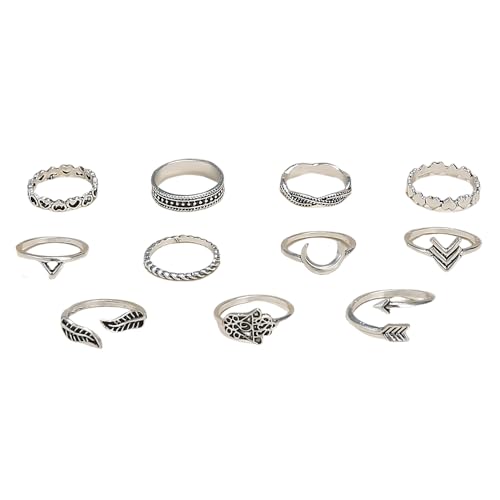 Bagues réglables vintage pour femmes : ensemble bague empilable style antique victorien 11 pièces