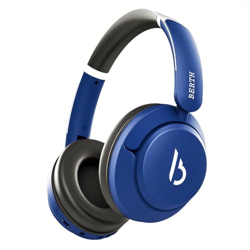 Image of BERTH VE 250 Over The Ear ENC Headphone with 40mm Drivers, 36H of Playtime, Fast Charging, Gaming Latency (50ms Latency), AI Voice Assistance, Volume Control, BT 5.4 Royal Blue