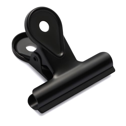 SIAMESE Bulldog Clips, 8 Pcs Binder Clips for Office & Kitchen, Multi-Purpose Binder and Food Bag Clamps for Sealing, Storage, Hanging (Black)