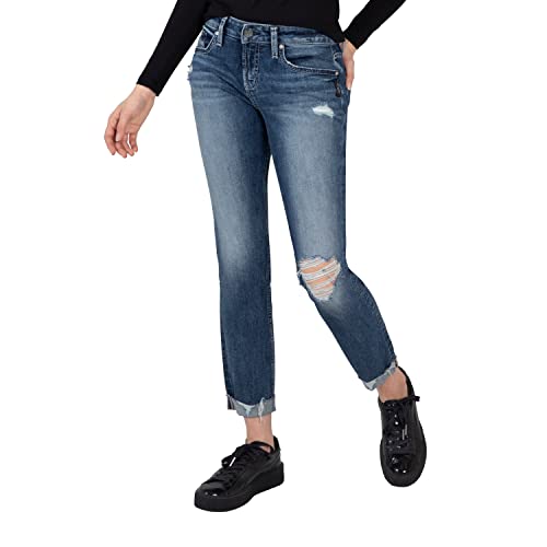 Silver Jeans Co. Women's Boyfriend Mid Rise Slim Leg Jeans-Legacy