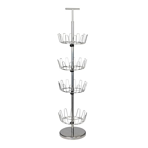 Household Essentials 4-Tier Revolving Shoe Tree, Heavy-Duty Steel with Stabilized Base, Holds...