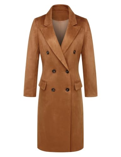 Image of IDEALSANXUN Womens Long Wool Coats Fall Winter Double Breasted Trench Coat Peacoat