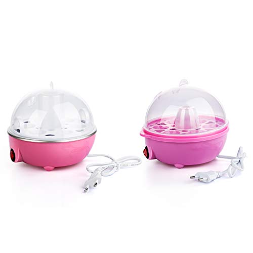 DreamJing Edelstahl Eierkocher,Elektrischer Eierkocher Egg Cooker Abschaltautomatik für 1-7 Eier gleichzeitig Rosa – Bild 3