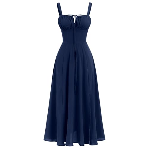 Image of GOLDSTITCH Women's Floral Midi Corset Dress Boho Flowy Slit Dresses for Women Going Out A Line Casual Sundress