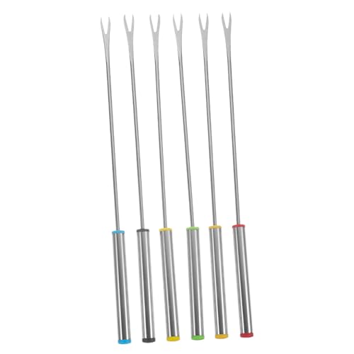Happyyami 6pcs Stainless Steel Meat Fork for Barbecue and Roasting Versatile Cooking Utensils for Outdoor Grill Includes Fruit and Dessert Forks
