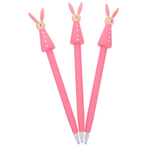 Alipis 3 bolígrafos gel rosa con diseño conejo