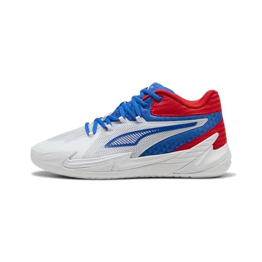 PUMA Men's Dagger Basketball Shoes, White-Mountain Blue-for All Time Red AH25, 14