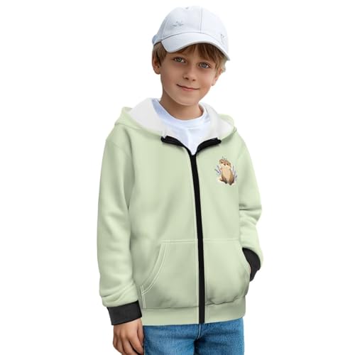 Xnshcedy Cute Hoodie for Boys Fleece Zip Up Hoodie Casual Otter Sweatshirt Boys Fleece Lined Jacket with Hood Cute Otter Shirt Home School Vacation