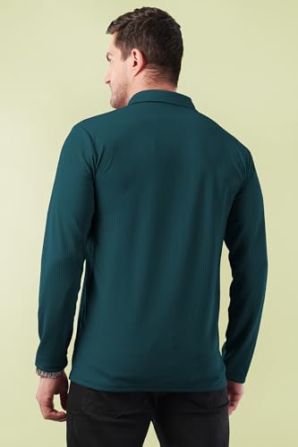Image of KAJARU Men's Quarter Zip Pullover T-Shirt, Cable Knit Pattern, Full Sleeve