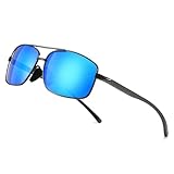 SUNGAIT Gafas de sol Hombre Polarizadas Clásico Retro Gafas de sol para Hombre metal Marco Gunmetal/Azul 2458