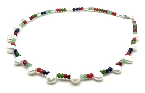 Collier en jade et perles Keshi, le cadeau idéal pour femme en argent 925 artisanal