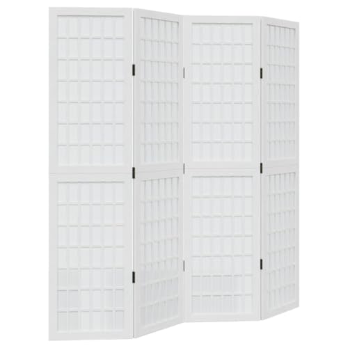 vidaXL Rumsavdelare 4 paneler vit massivt kejsarträ, skiljevägg, hopfällbar skiljevägg, skärmvägg, hopfällbar rumsavdelare, skiljeväggar, skärmväggar