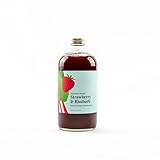 Wood Stove Kitchen - Strawberry & Rhubarb Mix | Cocktail & Mocktail Mixer - Natural Craft Syrup with Tasty Flavors - Concentrated & Alcohol Free - Aromatic, Honey, 16 oz.