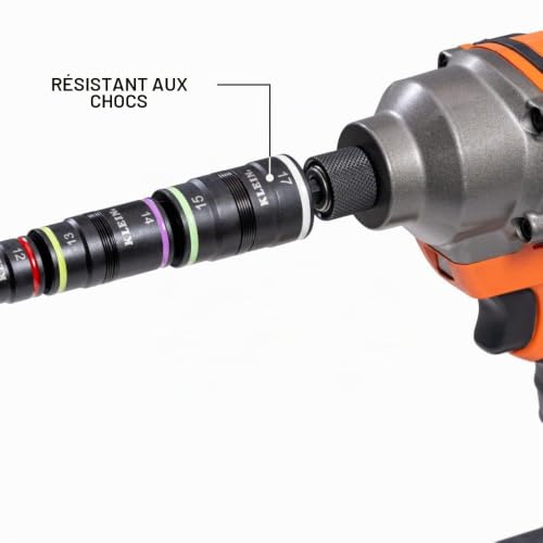 Klein Tools 32934M | 8-in-1 metrisches Impact-Steckschlüsselsatz | 7, 8, 10, 12, 13, 14, 15 and 17 mm Stecknüsse | Mit Farbcodierung & Magnet | ¼″ Schnellwechselaufnahme | Impact-geeignet – vue 5