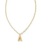 Kendra Scott Crystal Letter A Short Pendant Necklace, 14k Gold-Plated Brass, Fashion Jewelry for Women